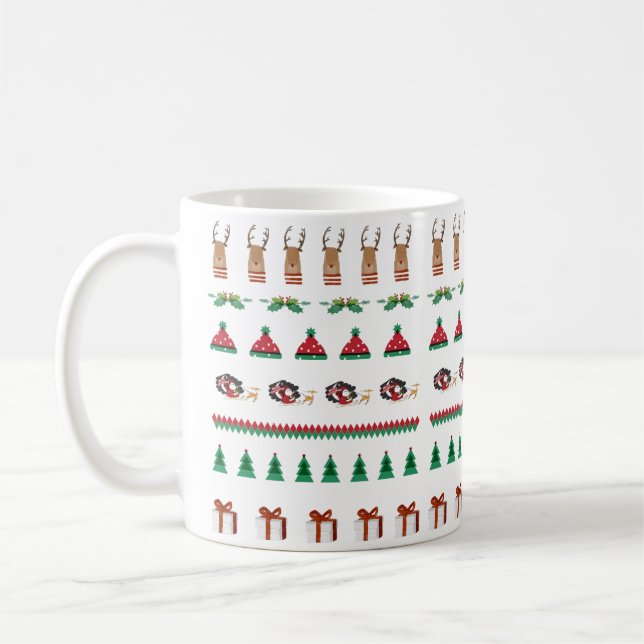Christmas Holidays Red Green Coffee Cup Mug (Left)