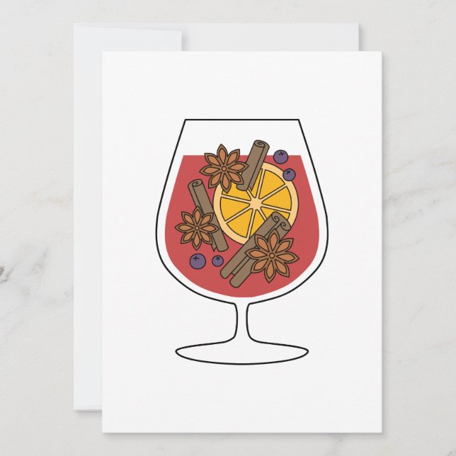 Christmas holidays red mulled wine spicy cocktail holiday card (Front)