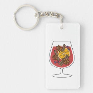 Christmas holidays red mulled wine spicy cocktail  key ring