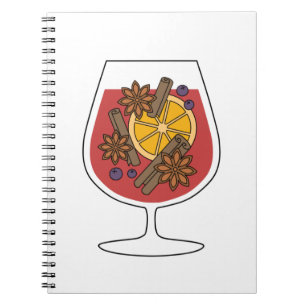 Christmas holidays red mulled wine spicy cocktail  notebook