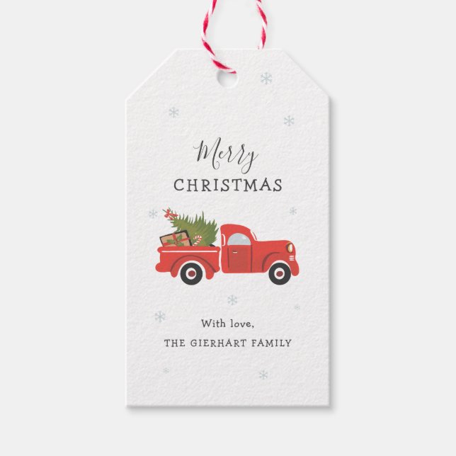 Christmas Holidays Red Truck Gift Tags (Front)