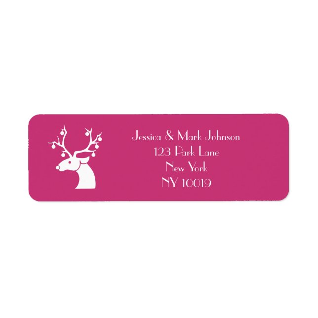 Christmas Holidays Reindeer Head Personalised Return Address Label (Front)