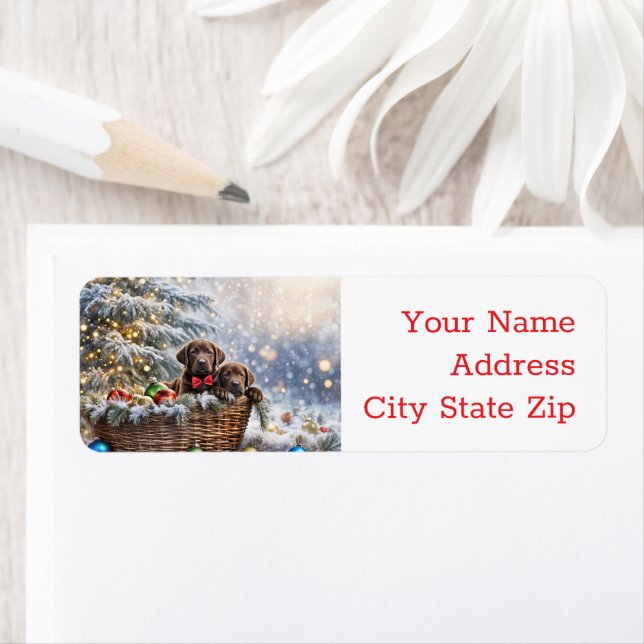 Christmas Holidays Return Labels Lab Puppies (Insitu)