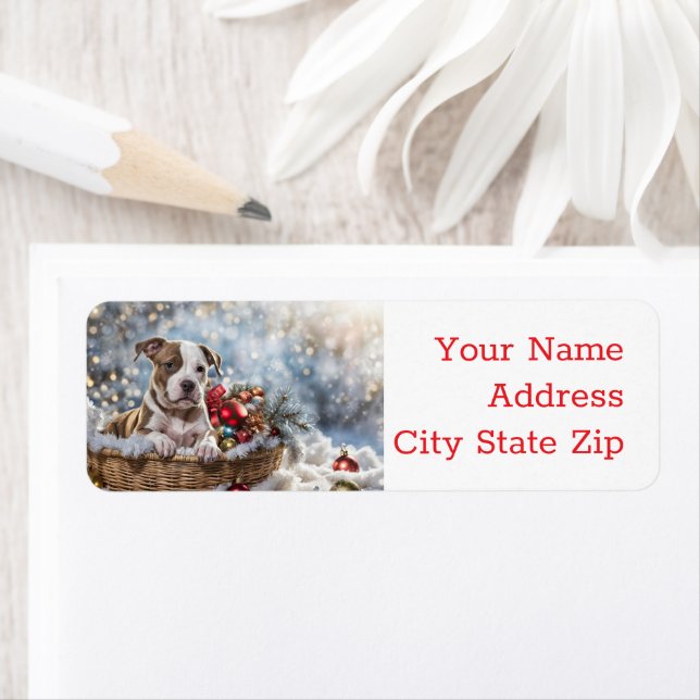 Christmas Holidays Return Labels Pitbull Puppy (Insitu)