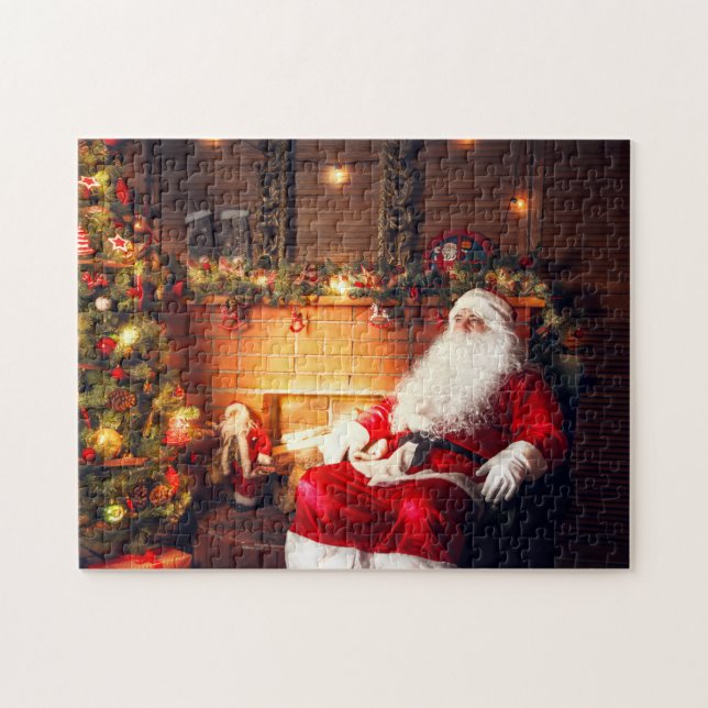 Christmas Holidays Santa Claus Festive Tree Jigsaw Puzzle (Horizontal)