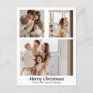 Christmas holidays Script Centred Three-Photo Holiday Postcard
