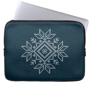 Christmas holidays season blue snowflake art  laptop sleeve