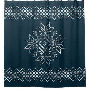 Christmas holidays season blue snowflake art shower curtain