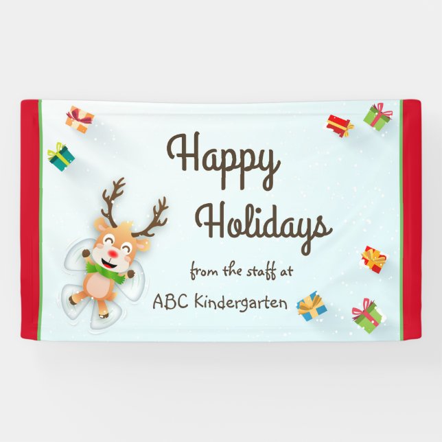 Christmas Holidays Snow Angel Reindeer Banner (Horizontal)