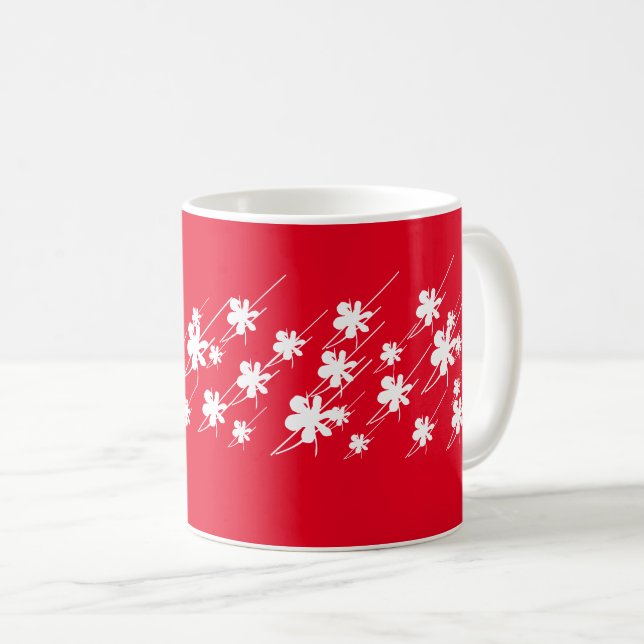 Christmas Holidays snowflakes pattern red white Coffee Mug (Front Right)