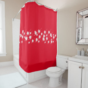 Christmas Holidays snowflakes pattern red white Shower Curtain