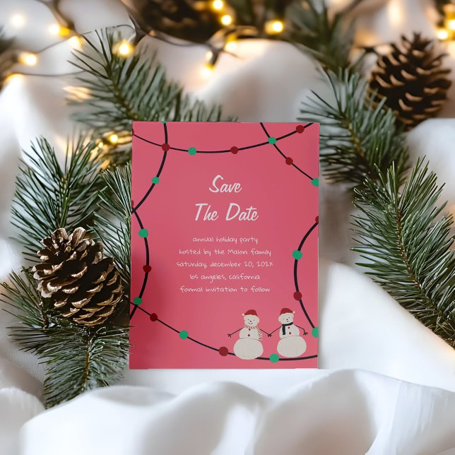 christmas Holidays – Snowman Duo & String Lights  Save The Date (Creator Uploaded)