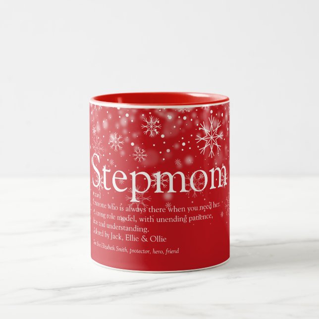 Christmas Holidays Stepmom Stepmother Definition Two-Tone Coffee Mug (Center)