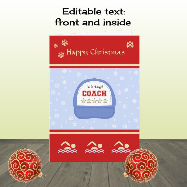 Christmas holidays swimming coach custom greeting holiday card (Creator Uploaded)
