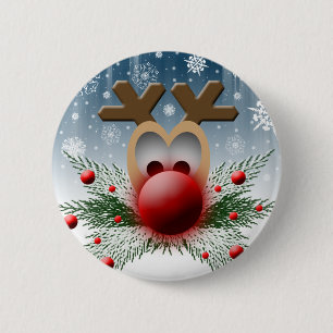 Christmas Holidays Winter Reindeer 6 Cm Round Badge