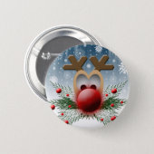 Christmas Holidays Winter Reindeer 6 Cm Round Badge (Front & Back)