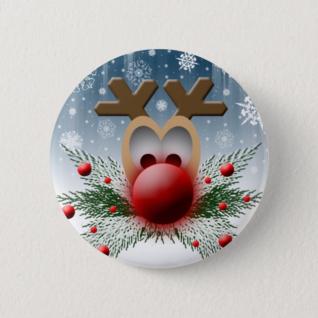 Christmas Holidays Winter Reindeer 6 Cm Round Badge (Front)