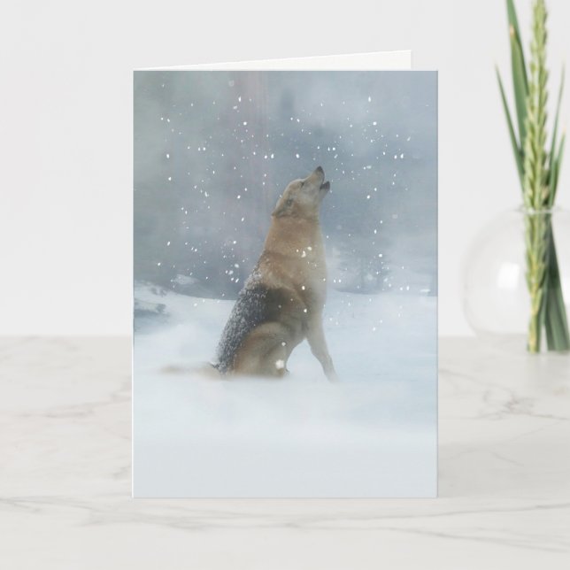Christmas Holidays Wolf in the Snow Card (Front)