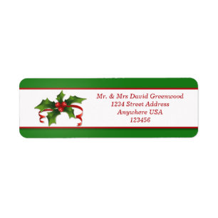 Christmas Holly address Avery Label Return Address Label