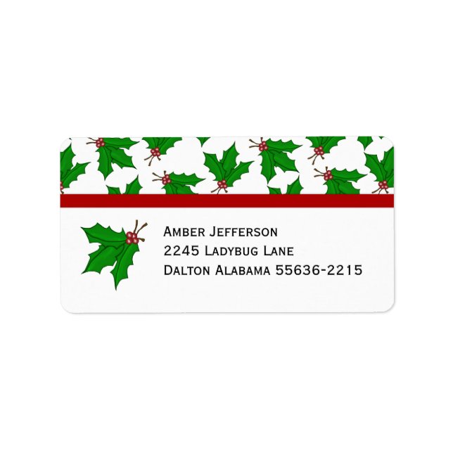 Christmas Holly Address Labels (Front)