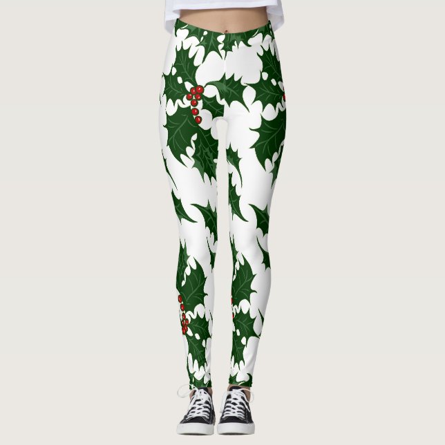 Christmas Holly and Berries Leggings (Front)