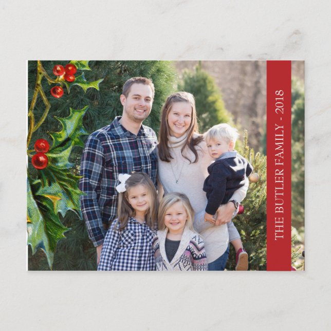 Christmas  Holly and Berry Holiday Photo (Front)