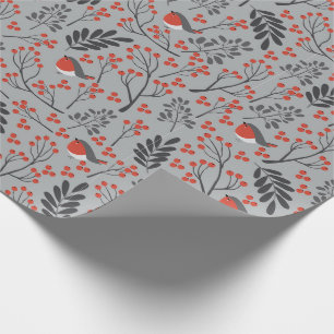 Christmas Holly and Birds Wrapping Paper