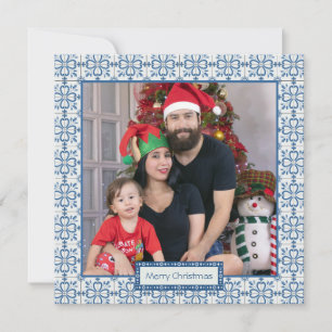 Christmas holly and flowers petals tiles frame holiday card