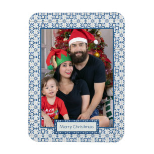 Christmas holly and flowers petals tiles frame magnet