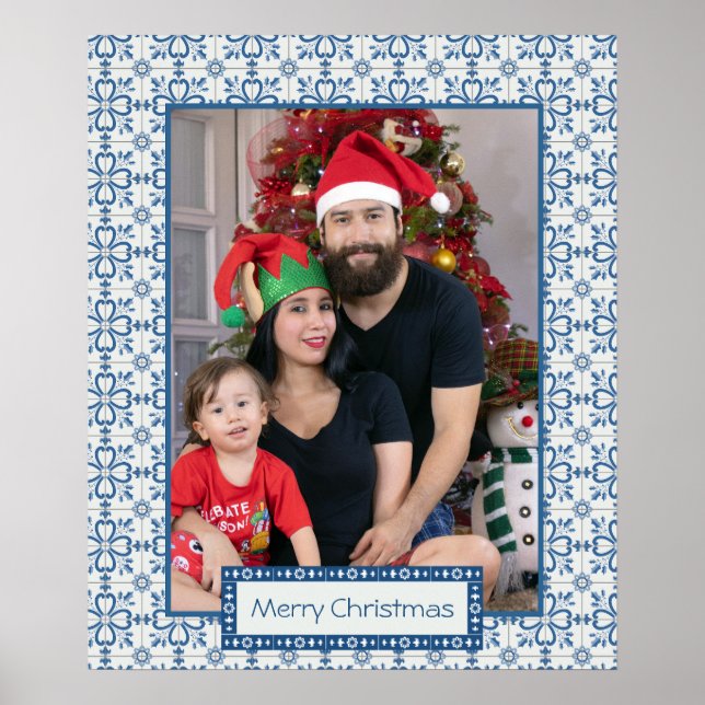 Christmas holly and flowers petals tiles frame poster (Front)