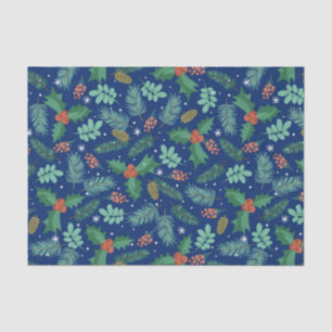 Christmas holly and pinecones pattern tissue paper