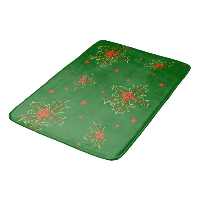 Christmas Holly  Bath Mat (Angled)