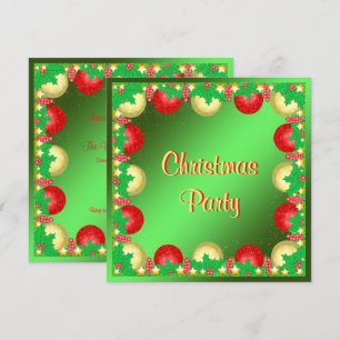 Christmas Holly & Baubles Invitation