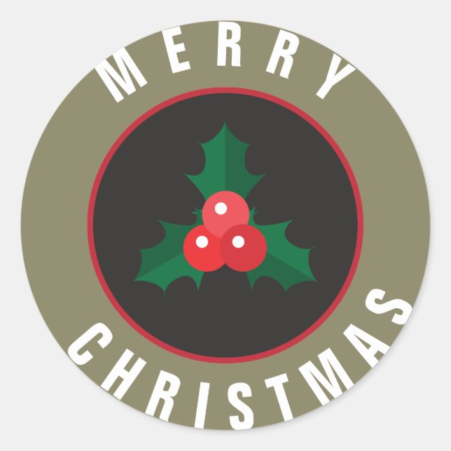 Christmas Holly & Berries Christmas Sticker (Front)