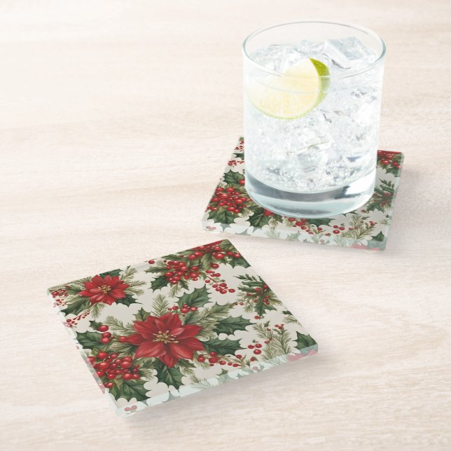Christmas Holly & Berries Coaster (Angled)
