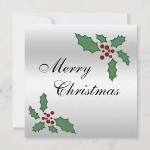 Christmas Holly & Berries Double Sided Invitation