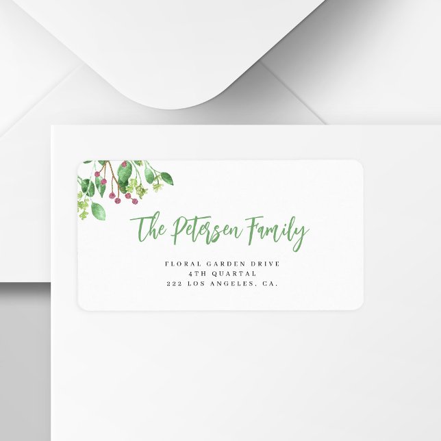 Christmas holly berries family name return address label (Creator Uploaded)