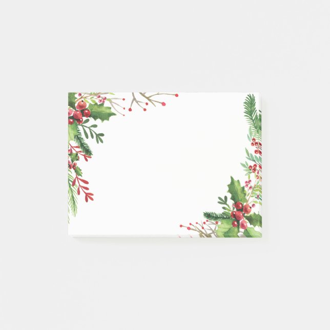 Christmas Holly Berries Holiday Post-it Notes (Front)
