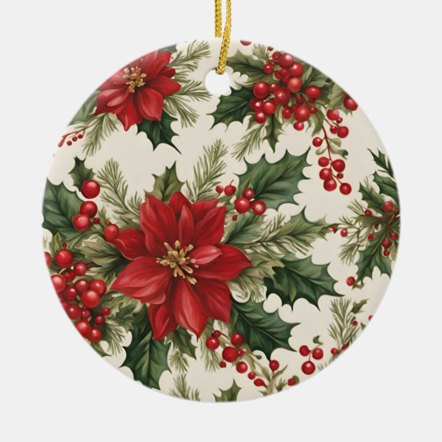 Christmas Holly & Berries Ornament (Front)