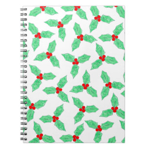 Christmas holly berries pattern notebook