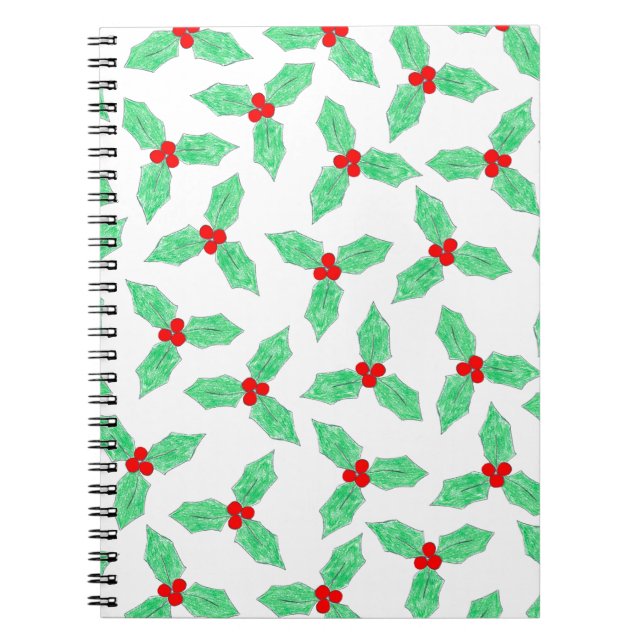 Christmas holly berries pattern notebook (Front)