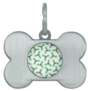 Christmas holly berries pattern pet tag