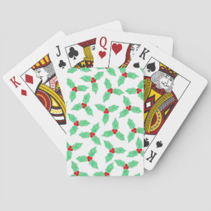 Christmas holly berries pattern playing cards
