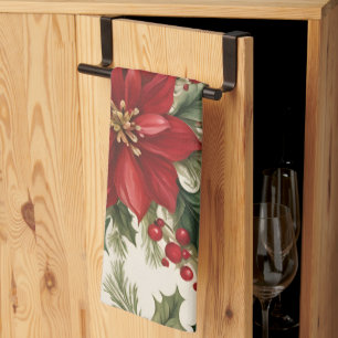 Christmas Holly & Berries Tea Towel