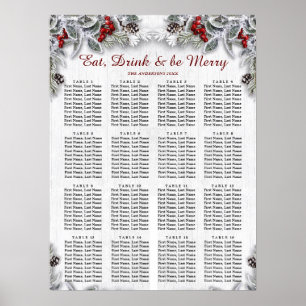 Christmas Holly Berry 16 Tables SEATING CHART