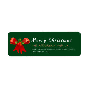 Christmas Holly Berry Elegant Return Address Label