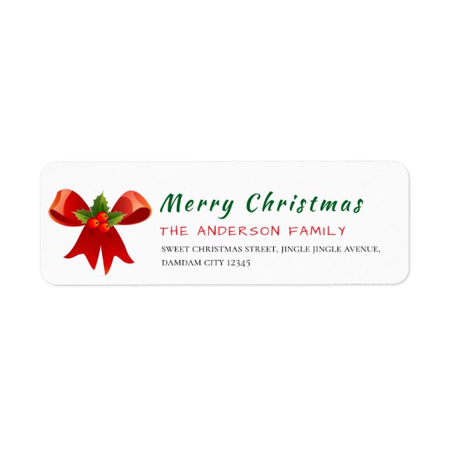 Christmas Holly Berry  Elegant Return Address Label (Front)