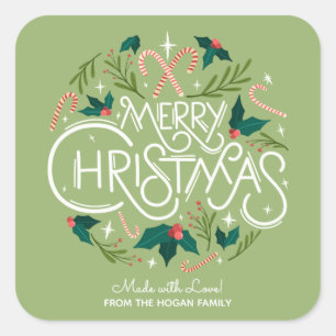 Christmas Holly Berry Homemade Food Holiday Baking Square Sticker