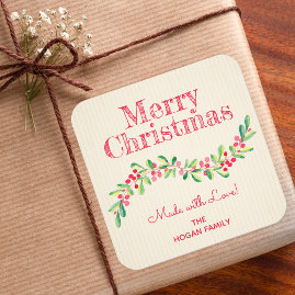 Christmas Holly Berry Homemade Food Holiday Baking Square Sticker