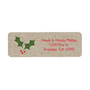 Christmas Holly Berry Kraft Paper Holiday labels